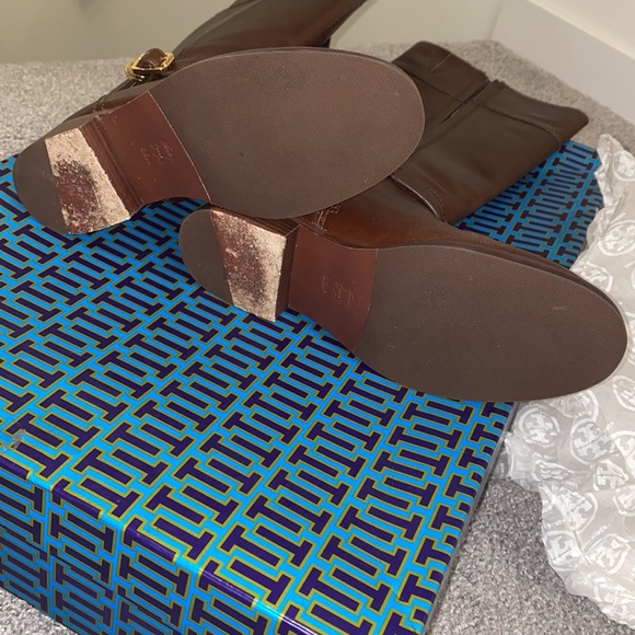 Tory Burch - Brown Leather Riding Boots W/ Buckle On Ankle - Picture 15 of 17